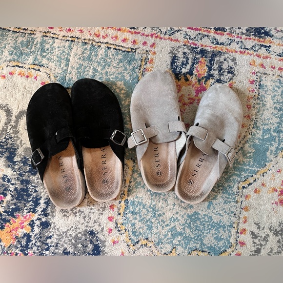 Serra Women's Black and Gray Buckle Slip-On Shoes - Picture 1 of 3